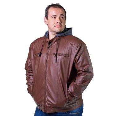 Imagem de Jaqueta Broken Rules PU Plus Size Masculina 528010 Marrom-Masculino