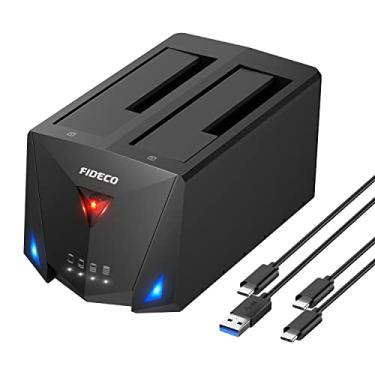 Imagem de FIDECO dock station estação de ancoragem USB 3.2 geração 1 para disco rígido, base de disco rígido para SSD SATA I/II/III de 2,5 ou 3,5 polegadas com função duplicadora de disco rígido/clone offline