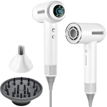 Imagem de HERLLY Secador De Cabelo Iônico Alta Velocidade 1600 W Com Difusor, Modo Facial Plasma (Branco)