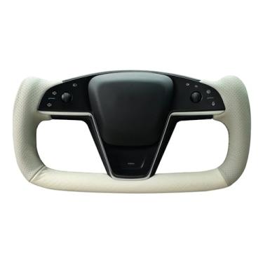 Imagem de MEWANT Capa de volante para volante estilo Yoke para Tesla Model S 2021-2023 / Model X 2021-2023 costurado à mão