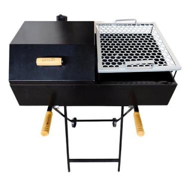 Imagem de Churrasqueira Meia Bafo Premium a Carvão Com Suporte - NossaKasa, Pret