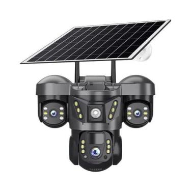 Imagem de Câmera IP Solar De Três Lentes 15MP 4G Wifi Externa PTZ Visão Noturna 