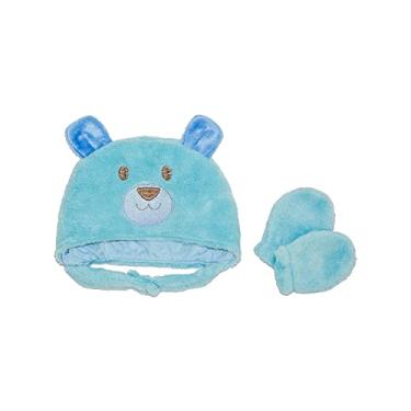 Imagem de KIT GORRO E LUVAS BABY JOY FUNNY MICROFIBRA LISO C/BORDADO TAM UNICO PCT C/03PC //URSO AZUL