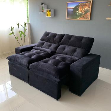 Imagem de Sofá Retrátil e Reclinável Confortável 2 metros Preto
