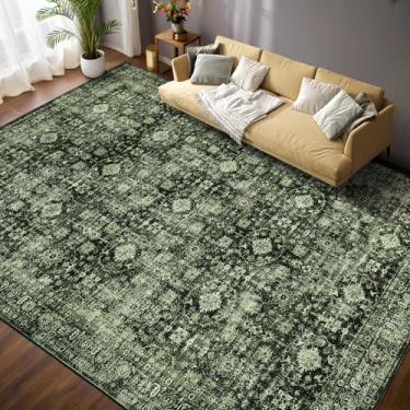 Imagem de COZYLOOM Tapete lavável 15 x 23 cm para sala de estar vintage boho tapete antiderrapante tapetes grandes desgastados para quarto de cama tapete resistente a manchas para sala de jantar berçário 1,88 x