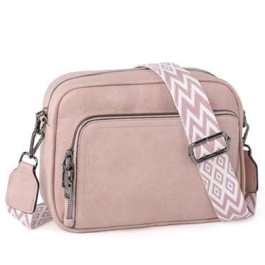 Imagem de TANTOMI Bolsas transversais para mulheres, bolsas femininas de couro pequenas bolsas transversais de ombro com alça larga ajustável, 05 - rosa empoeirado