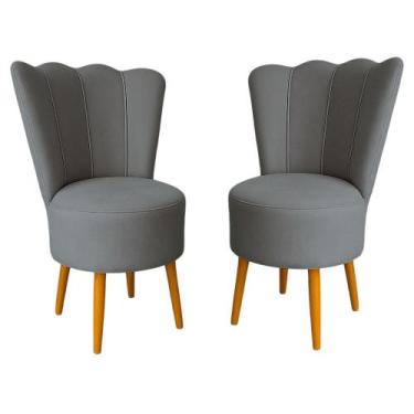 Imagem de Kit 2 Cadeiras Decorativa Pétala Veludo Luxo Premium Pés Retrô Palito 