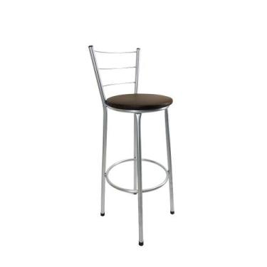 Imagem de Kit banqueta alta prata cozinha americana gourmet bistrô bar - FortMix