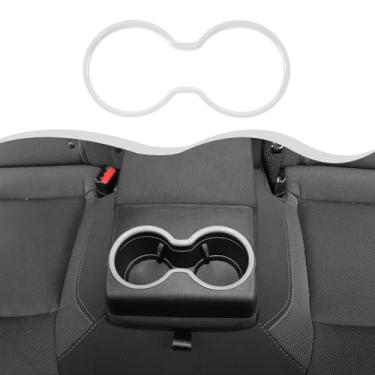 Imagem de HTHE Capa de anel de acabamento de suporte de copo de água frontal interna branca compatível com Chrysler 300 300C 2010+ acessórios interiores