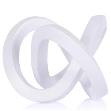 Imagem de Escultura decorativa de nó branco, estética de decoração de casa branca, escultura de tira Möbius, adequada para decoração e exibição em estantes de livros, armários de TV de sala de estar, armários