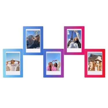 Imagem de WOGOZAN Pacote com 5 mini porta-retratos magnéticos de acrílico para Fujifilm Instax Mini 12/11/99/90/EVO 5,5 x 8,6 cm, moldura magnética de geladeira (gradiente azul e roxo)