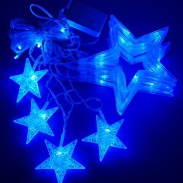 Imagem de Cascata Estrela Azul 138 Led 2,50m Pisca Com 8 Funções Natal - LuvinCo