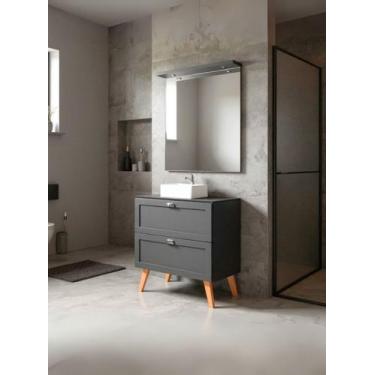 Imagem de Gabinete para Banheiro com Tampo Cuba e Espelheira 80cm Retro Mdf Graf