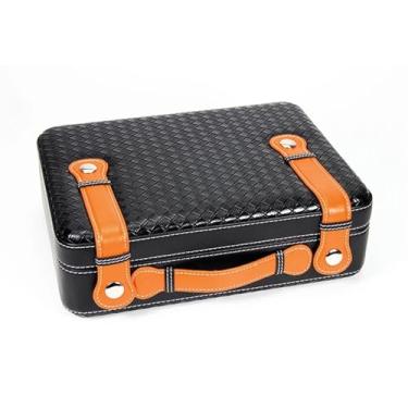 Imagem de ZzleoyuUUs-12 Estojo de charuto tapete de alta qualidade estilo sacola pinho neve caixa de charuto viagem ao ar livre portátil ferramenta de charuto caixa de charuto portátil para charutos (preto)