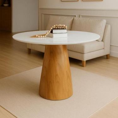 Imagem de Mesa de Jantar Cone Tampo com Vidro Redonda Cairo - Casa Uai