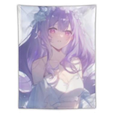Imagem de LIEGBMEU Tapeçaria sexy de anime menina 152 x 203 cm arte de colcha de parede decoração de tapeçaria caprichosa AF123