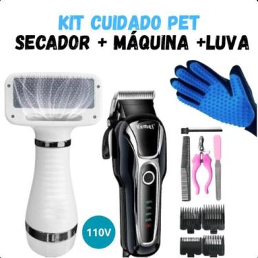 Imagem de Kit Premium Máquina de Tosa: Secador Portátil e Luva Silicone Azul - L