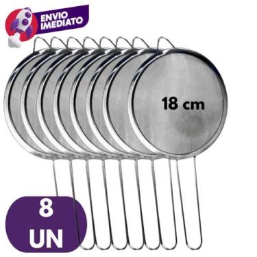 Imagem de Kit Peneira 18cm Aço Inox Utensílio Para Cozinha Peneirar Polvilhar Co