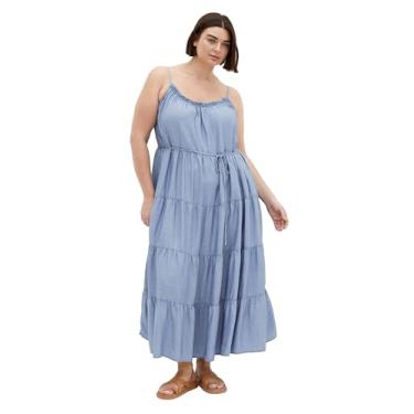 Imagem de City Chic Vestido feminino plus size - nível ilha maxi, Lavagem leve, 52