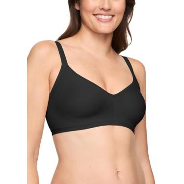 Imagem de Warner's Sutiã confortável feminino Blissful Benefits que suaviza as axilas com elástico sem costura sem fio levemente forrado Rm3911w, Preto, G