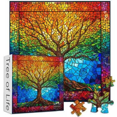 Imagem de Quebra-cabeça de vitrais PICKFORU 1000 peças Tree of Life