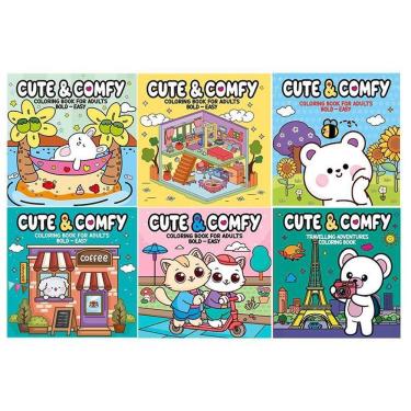 Imagem de Livro Para Colorir Coloring Book For Adults Bold Easy 6 Unidades - Cute & Comfy