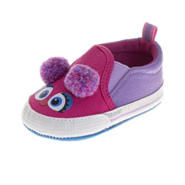 Imagem de Tênis infantil Sesame Street Cookie Monster, Elmo & Abby First Walker Tênis de lona para bebês meninos e meninas (tamanho 2-4 bebês), rosa, 16