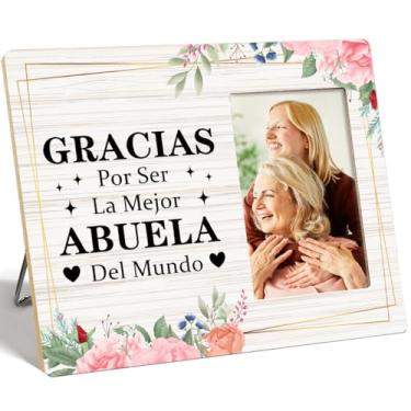 Imagem de OTINGQD Porta-retrato Abuela, presente para avó de netos em espanhol, presente de aniversário, Dia das Mães para Nana, Gracias Por Ser La Mejor, Abuela Del Mundo, porta-retrato de madeira