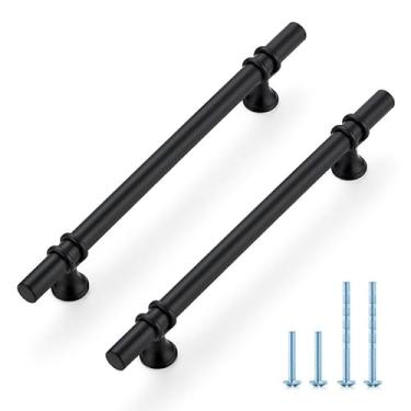 Imagem de Ravinte Hardware Pacote com 15 puxadores de armário preto fosco de 20,3 cm (8-13/40.6 cm) puxadores de armário de cozinha puxadores de gaveta puxadores de gaveta de cômoda 6-1/4 polegadas CC