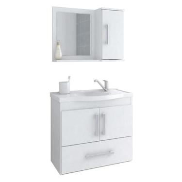 Imagem de Gabinete de Banheiro com Cuba e Espelheira Atenas 65cm Branco - MGM