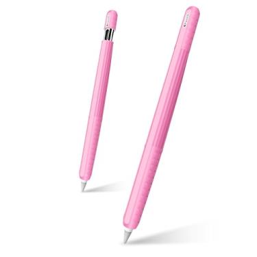 Imagem de IRAINSUN (Pacote com 2) Capa protetora para Apple Pencil (2ª Geração/Pro/USB-C) - Aderência aprimorada, design antiderrapante com clipe resistente, leve e resistente a arranhões (rosa)