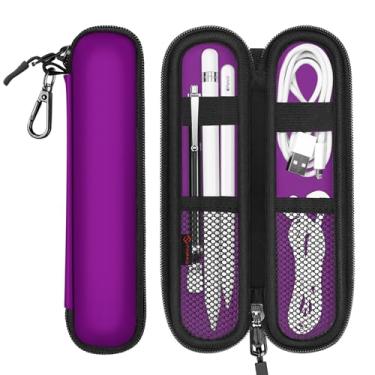 Imagem de Fintie Estojo porta-lápis para Apple Pencil (1ª e 2ª geração), bolsa de transporte com zíper de neoprene macio compatível com Samsung Stylus e caneta de superfície, roxo