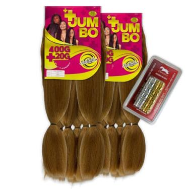 Imagem de Combo 2 Jumbos Ser Mulher – Cabelo para Tranças Box Braids 420g 65cm | Maior Volume + Kit de Anéis para Tranças Donna's – Acessórios de Cabelo