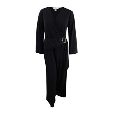 Imagem de Calvin Klein Macacão feminino plus size frente cruzada com cinto, Preto, 19 Plus Size