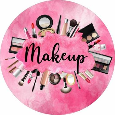 Imagem de Painel de Tecido Sublimado Redondo Maquiagem Makeup Fundo Aquarela Ros
