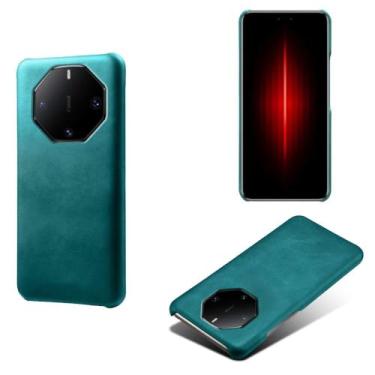 Imagem de Capa para Huawei Mate 60 RS,Proteção contra quedas,Casca de volta de cor sólida simples,Design de couro de imitação de plástico-Green