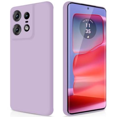 Imagem de GiiYoon Capa para Motorola Edge 50 Pro, capa protetora de corpo inteiro com toque suave e sedoso, case à prova de choque com forro em microfibra - Lilá