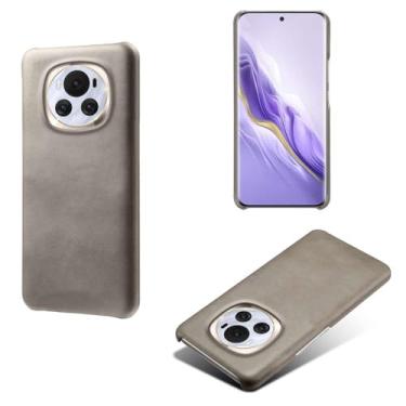 Imagem de Capa para Honor Magic 6,Proteção contra quedas,Casca de volta de cor sólida simples,Design de couro de imitação de plástico-Gray