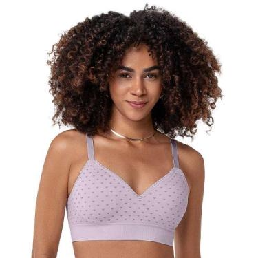 Imagem de Sutiã Comfort Jacquard com Bojo e Renda sem Costura Lilás Matte Zee Ru