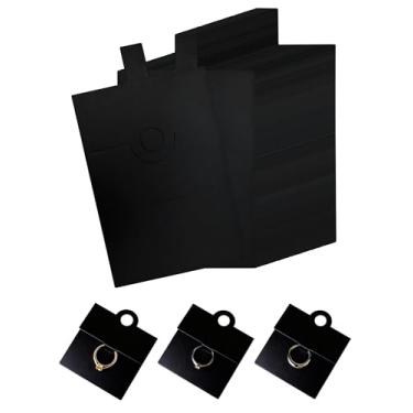 Imagem de 100 cartões de exibição de anel preto com furos para pendurar, 6 x 10,4 cm cartões de embalagem de anel Kraft em branco, acessório para pendurar joias, porta-cartões para brincos, chaveiro e pulseira