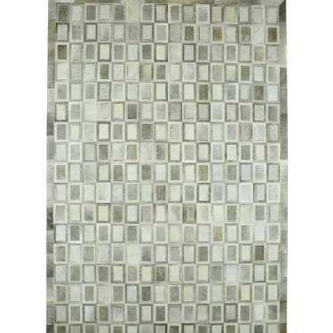 Imagem de Tapete de Couro Legítimo Geométrico - 2.05X3.05 - Tons de Cinza Claro e médio - 250724181718