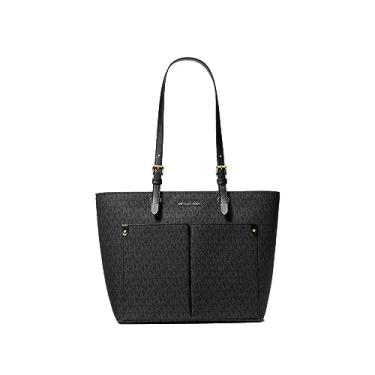 Imagem de Michael Kors Jet Sest Bolsa de viagem média com bolso duplo, sem couro, vegana, Preto