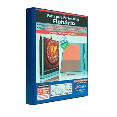 Imagem de Fichário revestido com cristal A4 azul 30mm 1893 com 4 argolas Chies