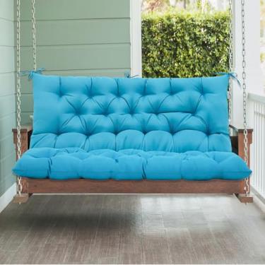 Imagem de EAGLE PEAK Almofada de balanço para varanda externa, almofada de banco de pátio de 2 a 3 lugares para móveis de exterior, substituição de almofada, 150 x 109 cm (azul)