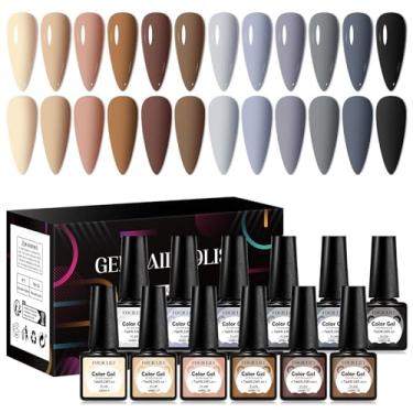 Imagem de Four Lily Conjunto de esmalte de gel de 12 cores, marrom nude, neutro, cinza, cinza, cinza-acinzentado, nuvem escura, tons de pele, kit de esmalte para todas as estações, arte de unhas, manicure, faça