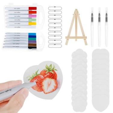 Imagem de Tinta mágica inchada, kit de pintura de textura de espuma 3D, caneta fofa com bolhas divertidas, suprimentos de arte DIY para artesanal, inclui 20 esponjas de lona, 12 canetas coloridas, 3 canetas de