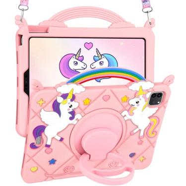 Imagem de Uppuppy Capa para iPad Air 4/5, Pro 11 - Capa de silicone com suporte giratório e alça de ombro para meninas kawaii - Unicórnio