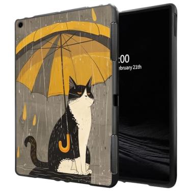 Imagem de Capa para iPad 9ª geração/iPad 8ª geração/iPad 7ª geração (10,2 polegadas, modelo 2021/2020/2019) Capa protetora de TPU macio de borracha TPU fosca, guarda-chuva amarelo, gato preto