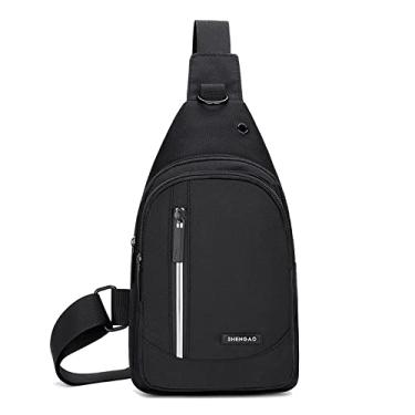 Imagem de Bolsa de ombro masculina à prova d'água, bolsa de mensageiro, mochila pequena de viagem, mochila multifuncional (preto)