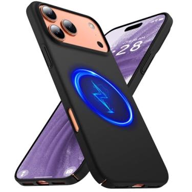Imagem de GRECAZO Capa magnética ultrafina fosca projetada para iPhone 17 Pro 6,3 polegadas (2025) fina minimalista leve fosca rígida PC compatível com capa protetora MagSafe - preta
